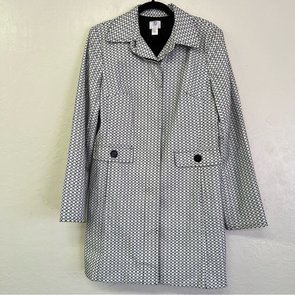 Apt 9 Black White Pattern Lined  Button Up Coat Sz‎ 10 EUC - Picture 1 of 8